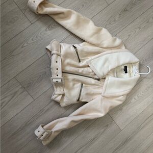 bebe Cream Moto Style Zip-Up Jacket